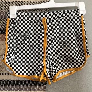 Checkered retro hot pants with yellow detailing
